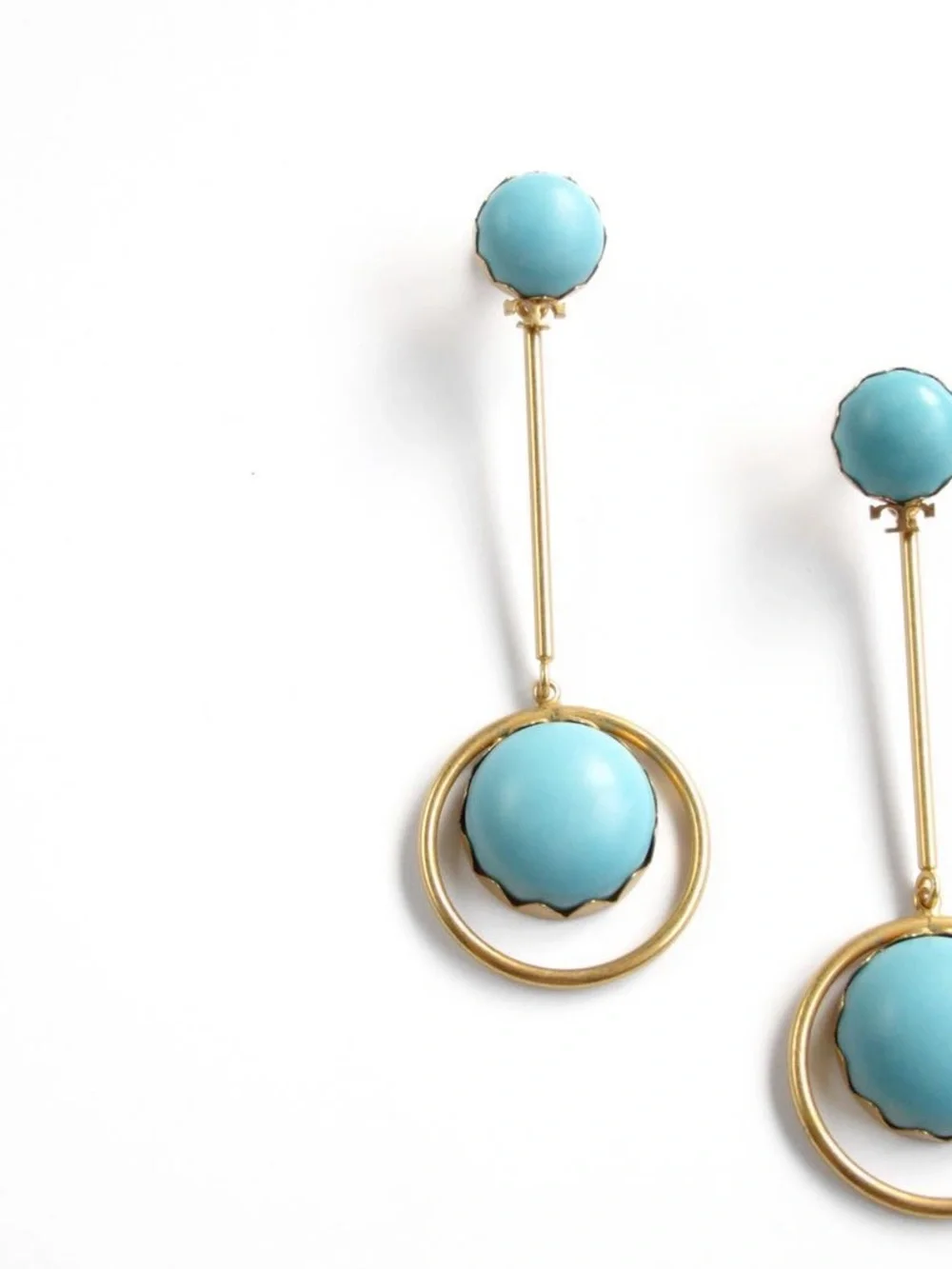Tory Burch Gold-Tone Earrings with Turquoise Cabochons